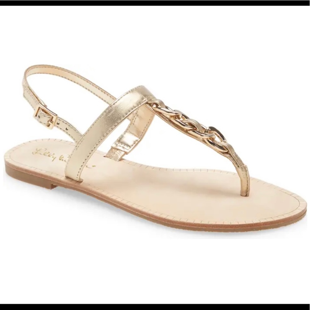 Lilly Pulitzer Gold sandals size 9.5